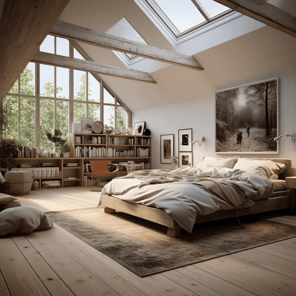 Bedroom with skylights